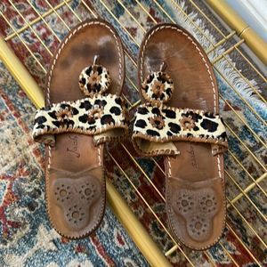 Jack Rogers Cheetah Print Calfhair Flat Sandals, size 9